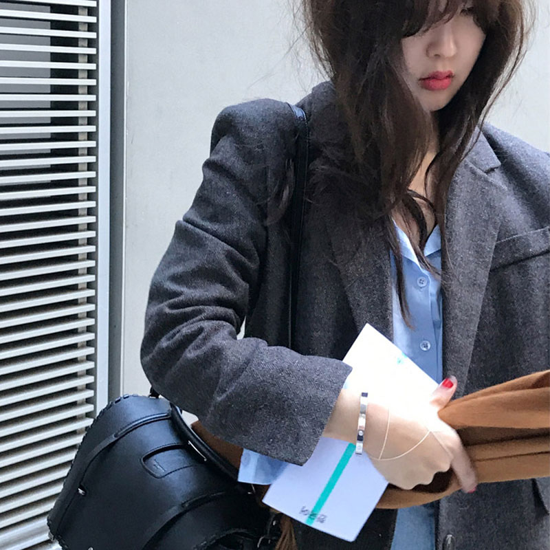 Woolen suit jacket women's autumn and winter Korean version of the new casual loose slim temperament retro suit women's top tide