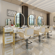 Double-sided barber shop mirror table Hair salon special hot dyeing floor-standing single-sided double-sided mirror LED mirror with lamp hair mirror
