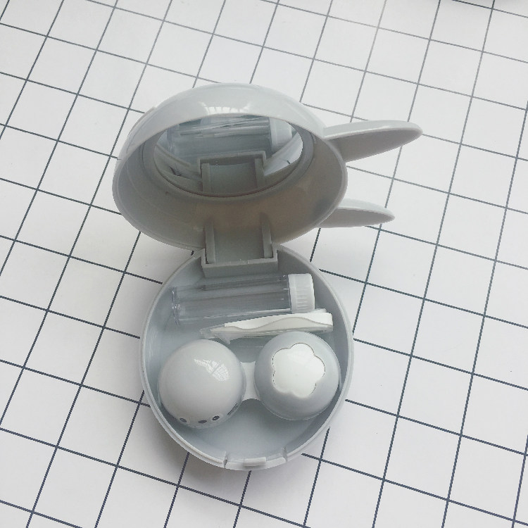 可爱学生卡通立体龙伴侣盒 猫近视隐形眼镜美瞳双联盒收纳护理盒