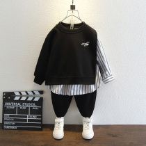 Boy suit Autumn 2022 new Yangqi baby Childrens autumn clothes Korean version casual weavewear shirt Two sets of boomer cards