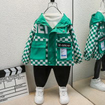 Boy jacket Early autumn Ocean Gas 2022 new autumn clothes 7 years old CUHK Boy 1 Children jacket Chessboard Grit Tide