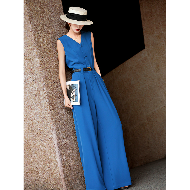 Lanser 2026 Summer New Style Elegant and Sophisticated Commuter Casual Wide-Leg Pants Sleeveless V-Neck Waist-Cinching Jumpsuit Lanser 2026 Summer New Style Elegant and Sophisticated Commuter Casual Wide-Leg Pants Sleeveless V-Neck Waist-Cinching Jumpsuit