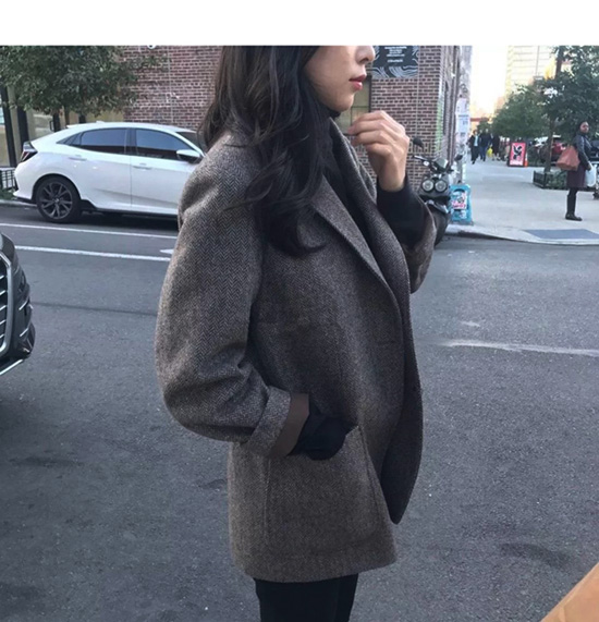 2018 thu đông rộng rãi mỏng sang trọng dày phù hợp với Hàn Quốc kẻ sọc retro len nhỏ phù hợp với áo khoác nữ bộ vest nữ công sở cao cấp