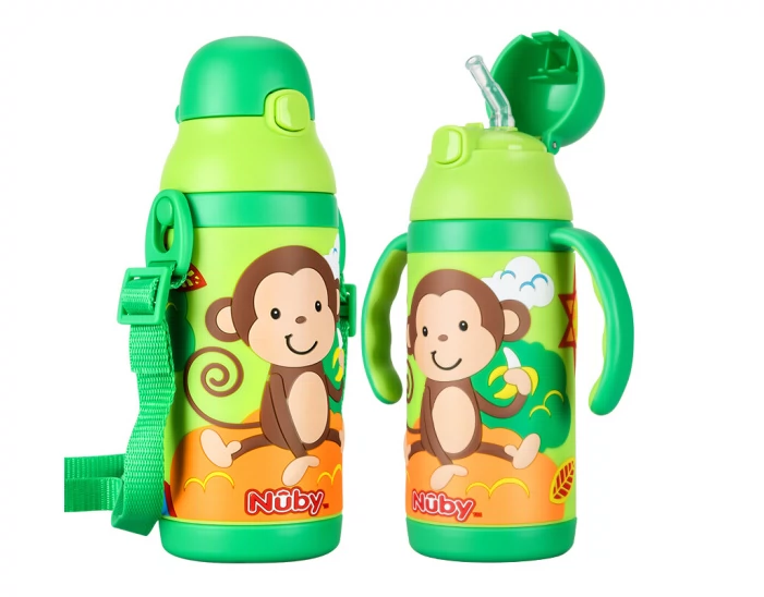 Nuby (Cốc giữ nhiệt cho trẻ em Nuby, Cốc rơm, Cốc tập uống cho bé sơ sinh kèm theo địu cách nhiệt cho bé - Cup / Table ware / mài / Phụ kiện