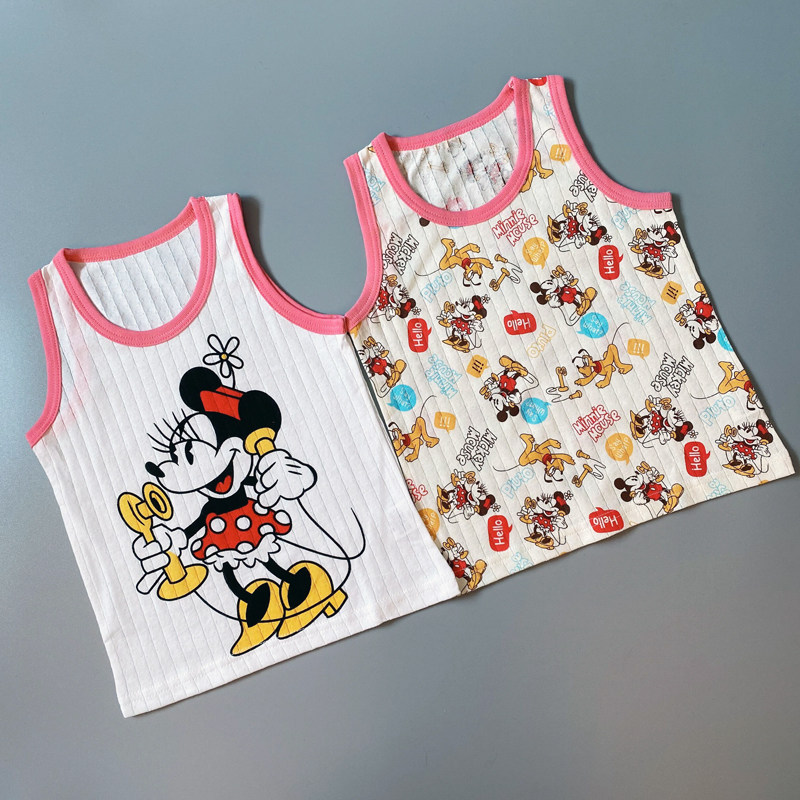 Day Series Baby Summer Girl Sleeveless Vest Two Pieces of Tampon Cotton Pure Cotton Cartoon Boy Dress Children Round Collar Short Sleeves