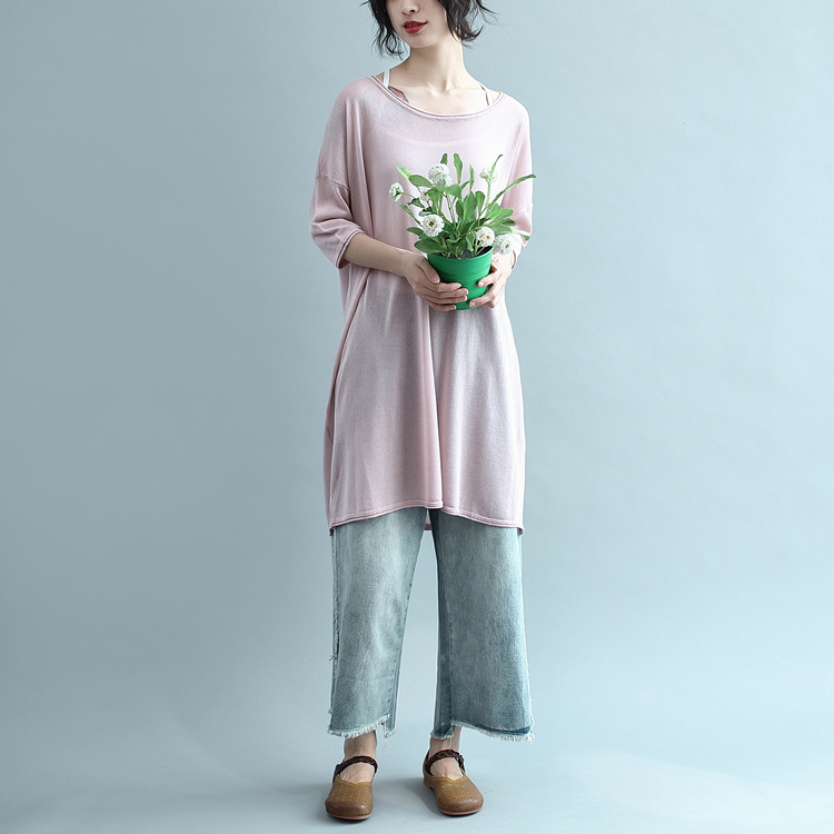 [清 濯] Staggered hem hem, đàn hồi eo, rửa mực, chân chất béo màu trắng, quần jean, quần chân rộng quần sọt jean nữ