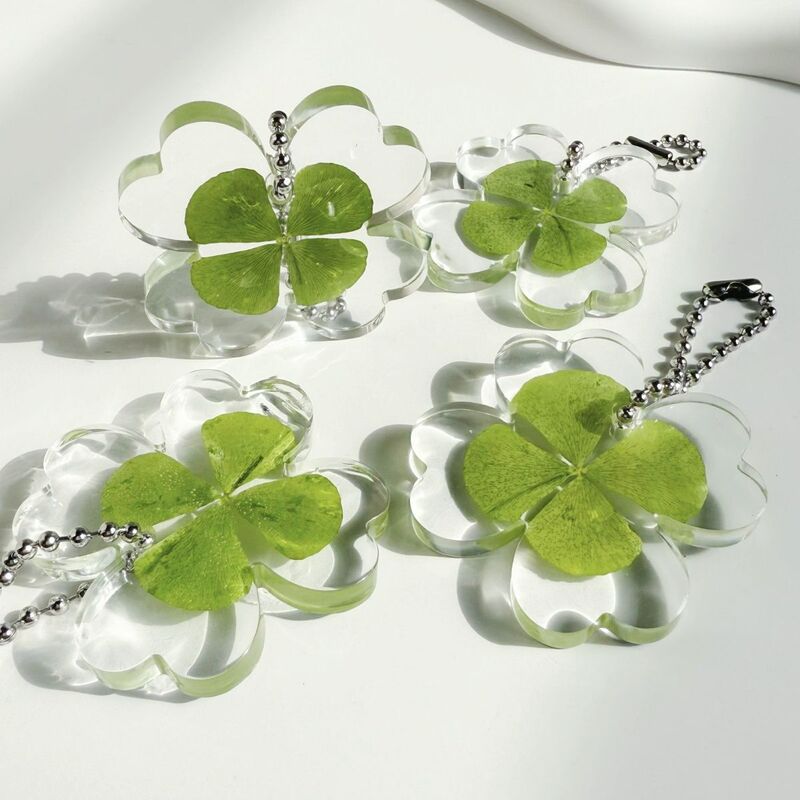 Lucky Four-Leaf Clover Non-Standard Pendant, Fresh Green Pendant, ins Style Keychain, Graduation Season Gift for Friends