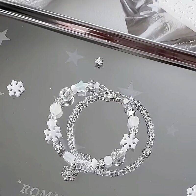 I Want to Go See the Snow in Early Winter. Snowflake Beaded Bracelet, Niche Japanese Style, Cool and Stylish, High-Value Couple Bracelet I Want to Go See the Snow in Early Winter. Snowflake Beaded Bracelet, Niche Japanese Style, Cool and Stylish, High-Value Couple Bracelet