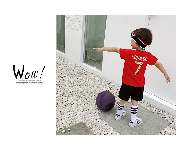 Komori cậu bé bóng đá quần áo 2018 mùa hè trẻ em mới ngắn tay T-Shirt thoải mái bé World Cup đồng phục bóng đá