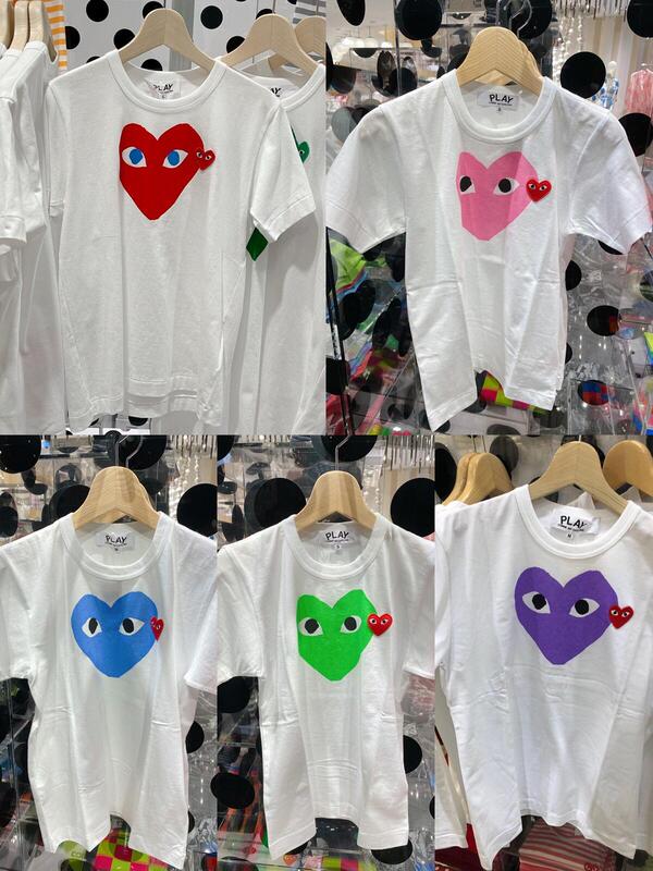 [Domestic Stock] Cdg Rei Kawakubo Play Colorful Heart Eye Print Round Neck Short-Sleeve T-Shirt for Men and Women