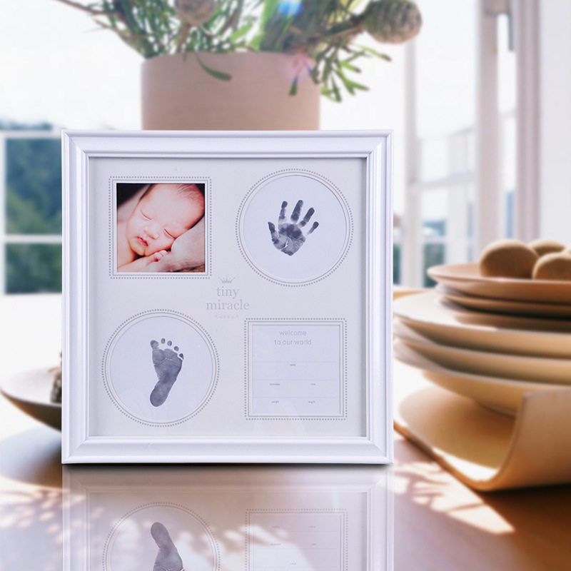 Baby Hands Foot Print Clay Hand Footprints Hand-printed Hand-printed Clay Photo Frame Child Baby Newborn 100 Day Gift