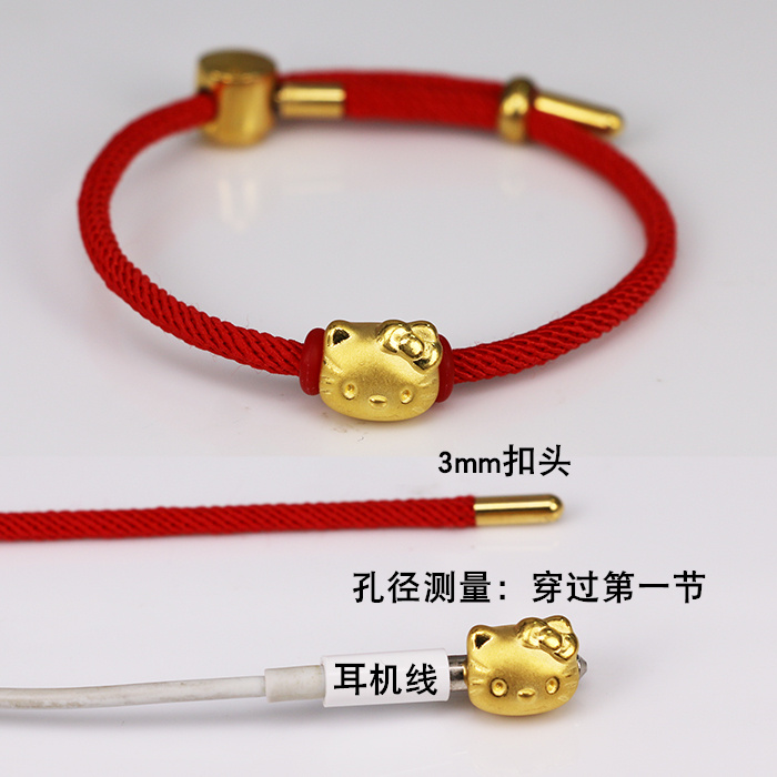 Có thể đeo 3D cứng vàng DIY tay điều chỉnh dây thừng màu đỏ 3 mm Milan dây đeo tay nam và nữ cặp đôi thay dây da thạch anh tóc đen