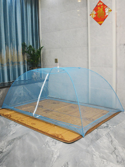 免安装伞型拉链单开门无底打地铺蚊帐防蚊罩带支架简易收放1.8m米