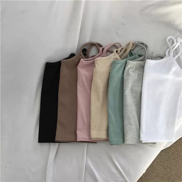 Mùa hè mới sợi co giãn là dây đeo màu kẹo mỏng dây áo vest ngắn