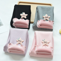 Girls leggings spring and autumn outer wear thin velvet autumn clothes baby girl plus velvet thickening childrens pants all-in-one velvet autumn and winter