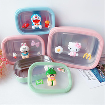 Cartoon cute Japanese rectangular food grade stainless steel sealed fruit preservation box office worker large capacity lunch box