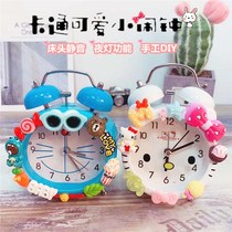 Household creative small alarm clock Childrens alarm bedside mute lazy alarm clock Cute student night lampstand clock girl cute