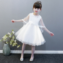 Girl dress spring and summer 2021 new flower girl dress little girl princess dress children puffy gauze skirt