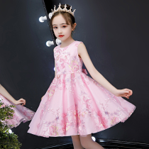 Girl dress summer 2021 new childrens lace skirt foreign girl princess dress child cheongsam sleeveless