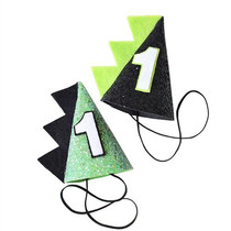 Dinosaur birthday hat Birthday party hat Year-old decoration Little boy photo small hat black green Christmas