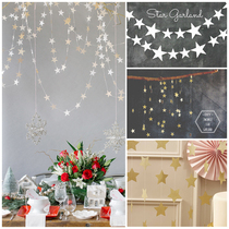 Stars string flower decoration colorful flag childrens birthday arrangement Wall flag party dress wedding wedding room supplies