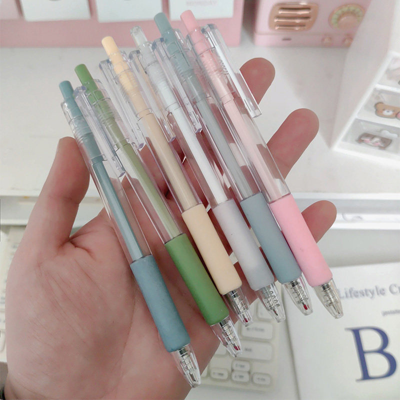Japanese cute girl student black push-type ballpoint pen good-looking neutral study signature test pen stationery