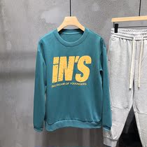 Net red tides Alphabet Printed Acrosicos Fall Ins Trend 100 ride-hailing Wind High Street Yuppie Handsome Loose Long Sleeve T-shirt