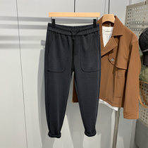 2022 Spring new mens casual pants tightness waist Han version Trend handsome loose and coveted bunches with small foot pants