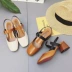 Giày bà ngoại mới hè 2018 với đầu vuông retro mang giày nữ baotou sandal nữ mùa hè dày với giày cao gót