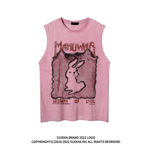 Кролик, жилет, ретро хлопковая футболка без рукавов, в американском стиле