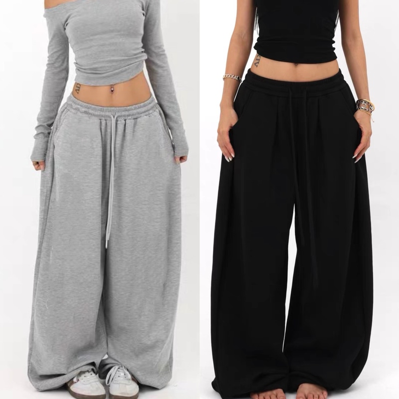 American-Style Basic Street Dance Sweatpants, Gray, Casual, Jazz, Straight-Leg, Loose, Floor-Length, Casual Wide-Leg Hip-Hop Sweatpants American-Style Basic Street Dance Sweatpants, Gray, Casual, Jazz, Straight-Leg, Loose, Floor-Length, Casual Wide-Leg Hip-Hop Sweatpants