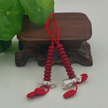 Red rope 925 silver counter Huaiye sterling silver counter Red glazed bead silver bell pestle counter Rosary pendant