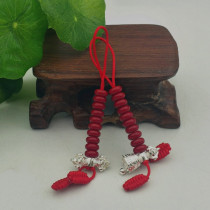  Red rope 925 silver counter Huaiye Sterling silver counter Red glass beads Silver Bell Pestle Counter Rosary Pendant