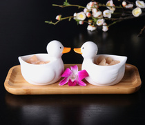 Little yellow duck sausage creative hot pot tableware hanging belly hot pot restaurant same special roast duck dip plate plate