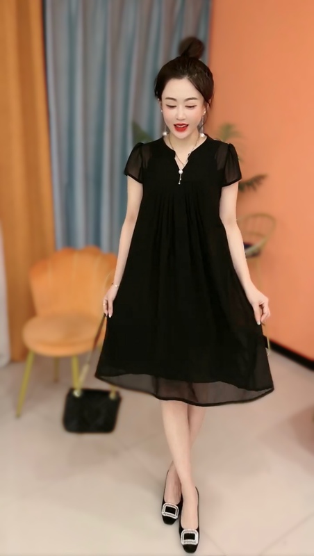 Black Mesh Elegant Dress Short-Sleeved Popular Hot Dress 2023 Summer New Korean Style Women's Clothing Trend