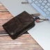 Retro da rám nắng bằng da bò chải tay cũ đa chức năng nam nữ da xe chìa khóa túi túi ví - Trường hợp chính ví móc khóa lv Trường hợp chính
