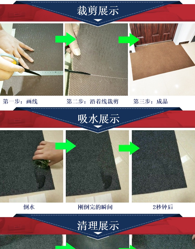 Cửa ra vào nhà cửa có thể cắt không trượt thảm thảm cửa và dầu thấm cửa bếp cửa hàng thảm cho tùy chỉnh - Thảm sàn thảm đá thấm nước