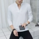 Quần áo mùa xuân và mùa thu nam áo thun dài tay nam 丅 cotton cổ chữ V xu hướng áo sơ mi chạm đáy trên quần áo trục dài bên ngoài đất