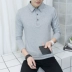 Áo sơ mi nam cotton dẫn nam áo thun dài tay có cổ áo thanh niên mùa xuân và mùa thu quần áo mùa thu mặc bên ngoài áo sơ mi ao thun nam dep Áo phông dài