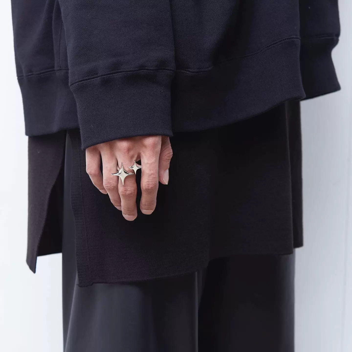"FE3C" SS21 Bling Bling Ring Star Ring Silver can fine -tune