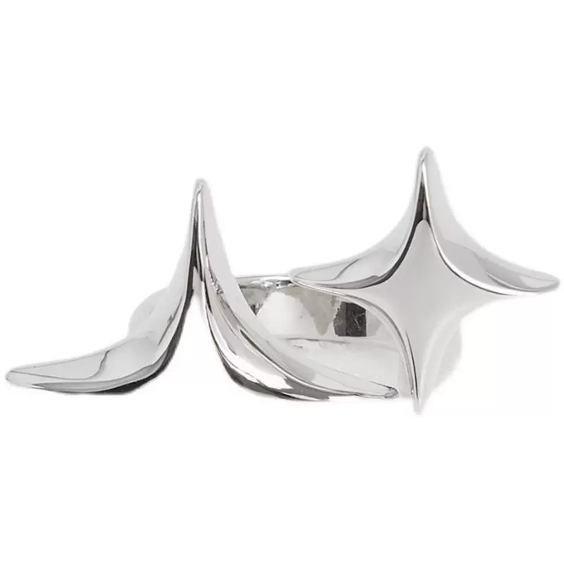 "FE3C" SS21 Bling Bling Ring Star Ring Silver can fine -tune