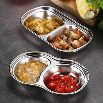 Korean-style 304 stainless steel seasoning dish padded soy sauce dish Sushi mustard hot pot dipping dish double-dish meal