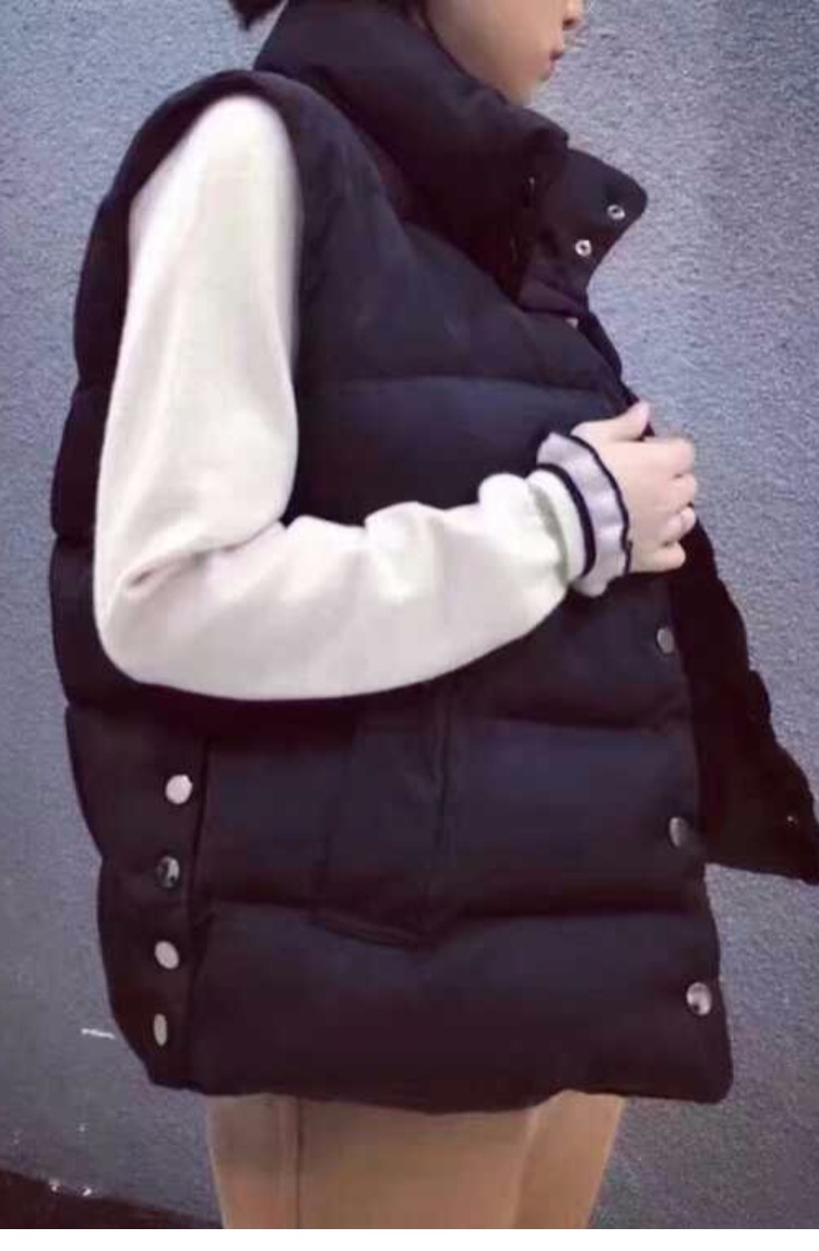 Áo vest nữ cotton ngắn đoạn 2018 mới vest không tay không tay áo cổ áo mùa thu đông áo khoác gile