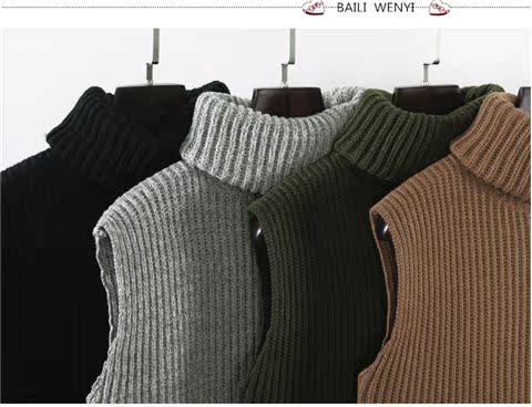 Thu đông 2018 mẫu áo len size lớn áo khoác dài rộng cổ áo len cao cổ vest vest nữ áo khoác len cardigan nữ