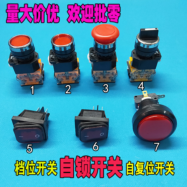 Jiangyin Flat Head Self-Reset Self-Lock Button Switch Commercial Stove Rocker Switch Without West Gear Point Action Switch