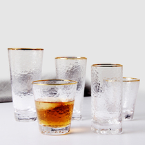 Phnom Penh hammer pattern cup Glass Sake cup Thick bottom Creative cold drink cold water cup set Transparent drink cup Heat-resistant