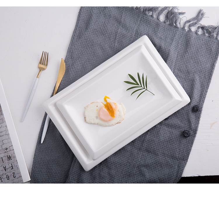 Bộ đồ ăn bằng gốm dày 10/12 inch bên bít tết hình chữ nhật bít tết hấp cá tấm sushi món ăn nhà thìa ăn cơm