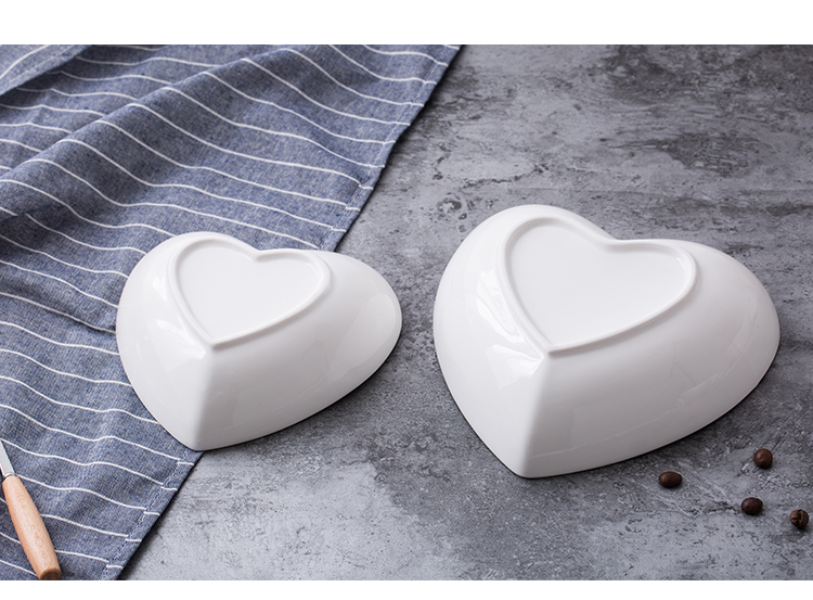 Sứ hình trái tim gốm tráng miệng bát gia vị bát kem bát salad sáng ăn sáng bát bát gốm hình dao kéo - Đồ ăn tối khay inox đựng thức ăn