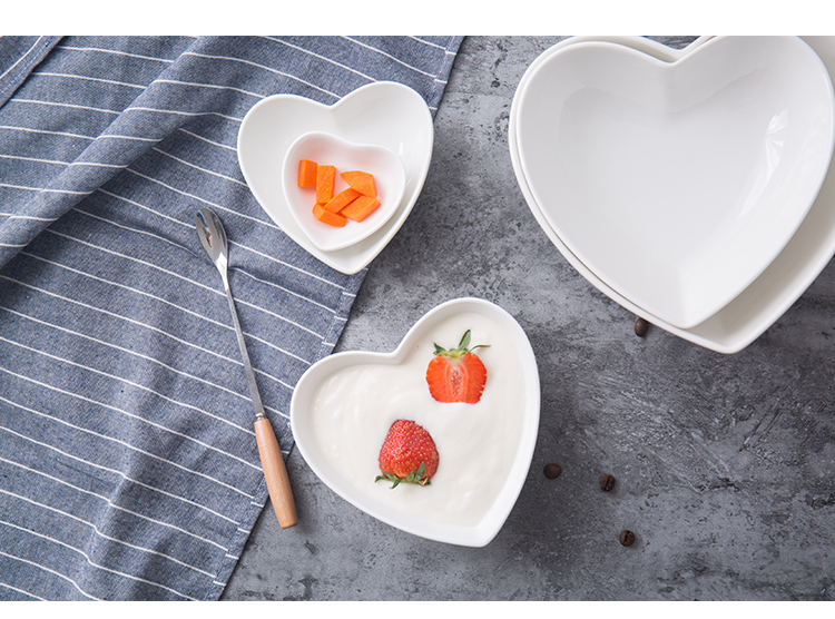 Sứ hình trái tim gốm tráng miệng bát gia vị bát kem bát salad sáng ăn sáng bát bát gốm hình dao kéo - Đồ ăn tối khay inox đựng thức ăn