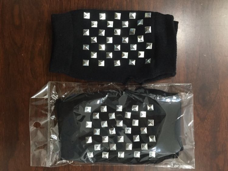 New không chính thống đinh tán điều khiển ngón fingerless găng tay ngắn ngoài trời knit cotton găng tay màu đen thủy thủ khiêu vũ găng tay tĩnh điện